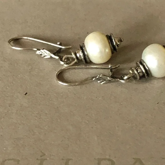 Silpada .925 Sterling Silver and Pearl Earrings - Picture 2 of 3